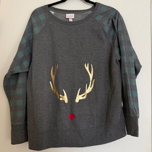 Isabel Maternity Gray Sweatshirt with Gold Antlers